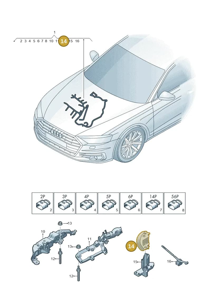 4N0971871S — Audi A8 (2017-2025) diagram 838971460, position 14