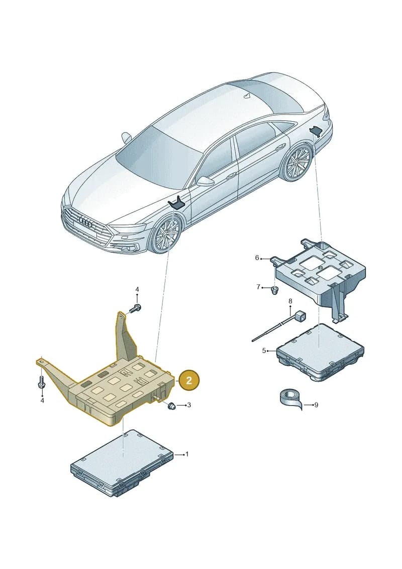 4N1907286 — Audi A8 (2017-2025) diagram 838907020, position 2