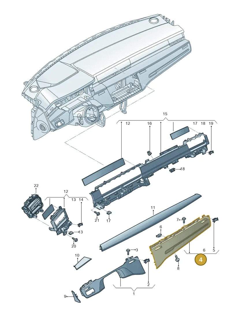 4N2857200A2WO — Audi A8 (2017-2025) diagram 838857170, position 4