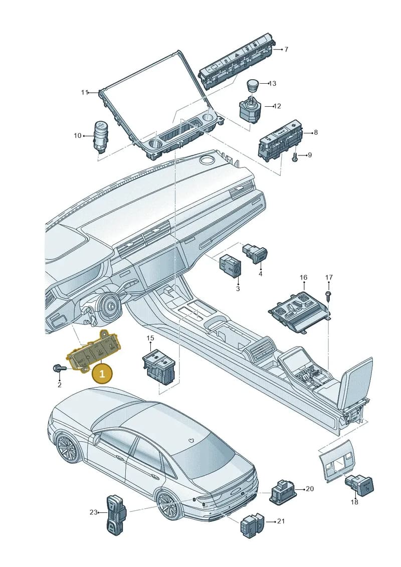 4N2941501B — Audi A8 (2017-2025) diagram 838941500, position 1