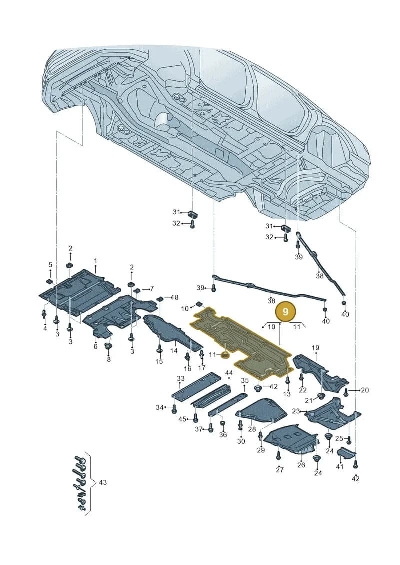 4N4825207D — Audi A8 (2017-2025) diagram 838825100, position 9