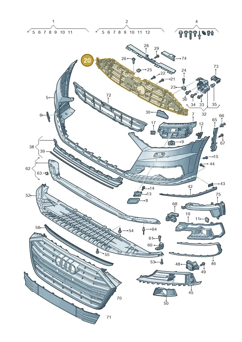 4N6807233 — Audi A8 (2017-2025) diagram 838807015, position 20