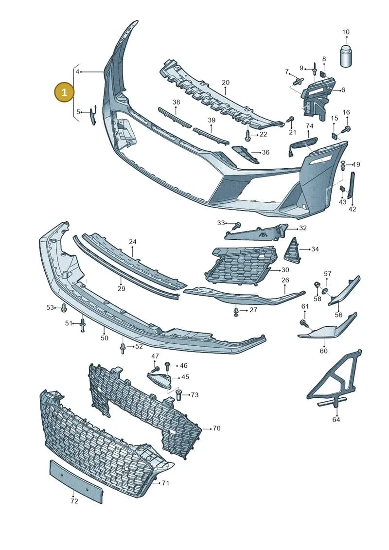 4S0807103CGRU — Audi R8 Spyder (2015-2024) diagram 872807020, position 1