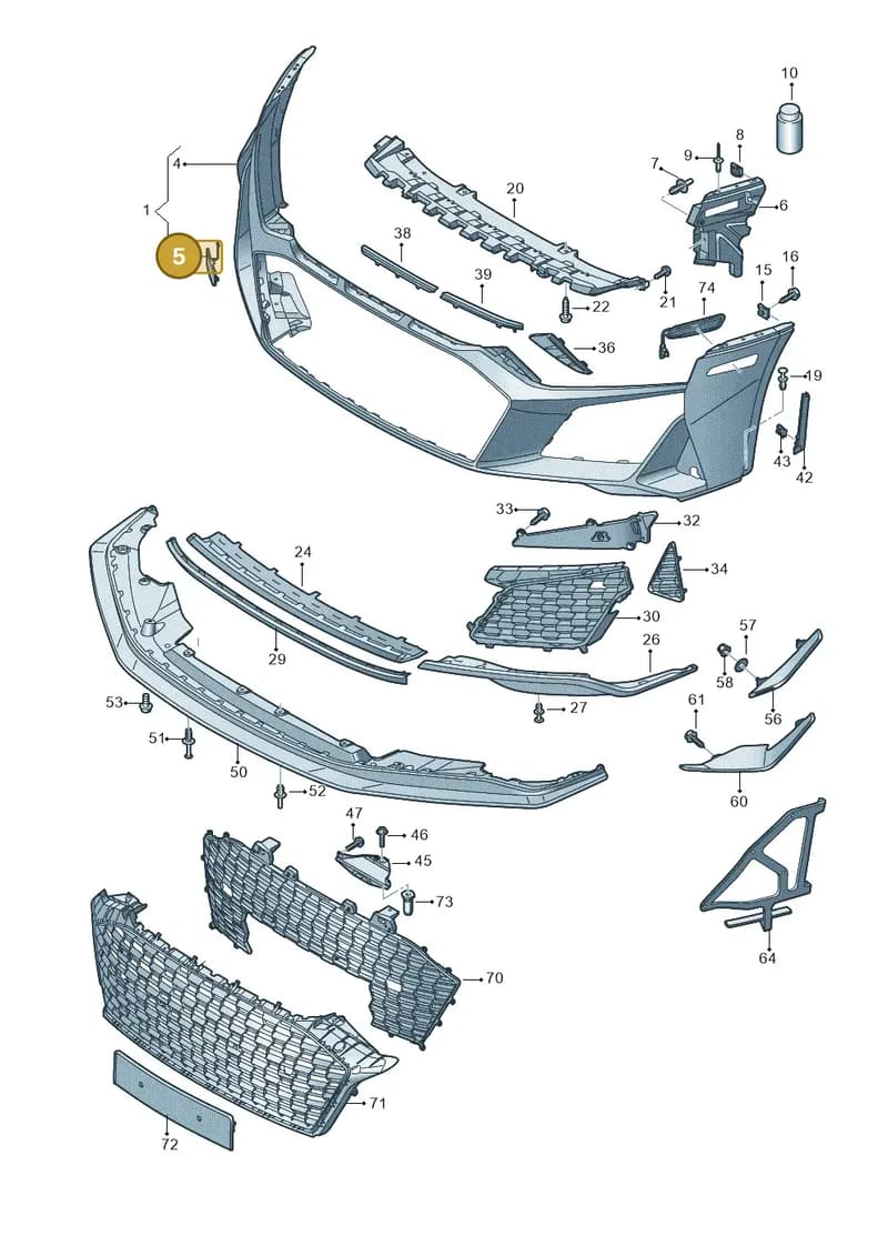 4S0807241BGRU — Audi R8 Spyder (2015-2024) diagram 872807020, position 5