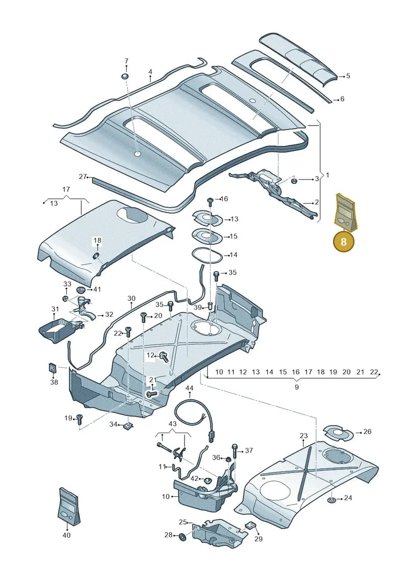 4S0898940B — Audi R8 Spyder (2015-2024) diagram 872825700, position 8