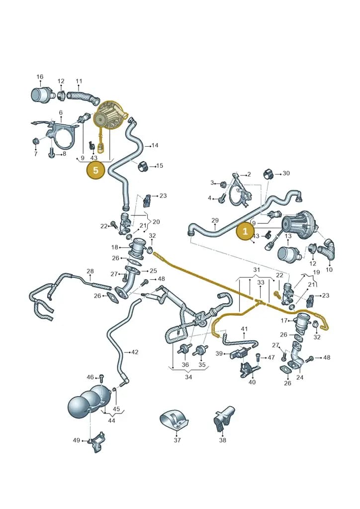 4S0906601B — Audi R8 Spyder (2015-2024) diagram 872131350, position 1+5