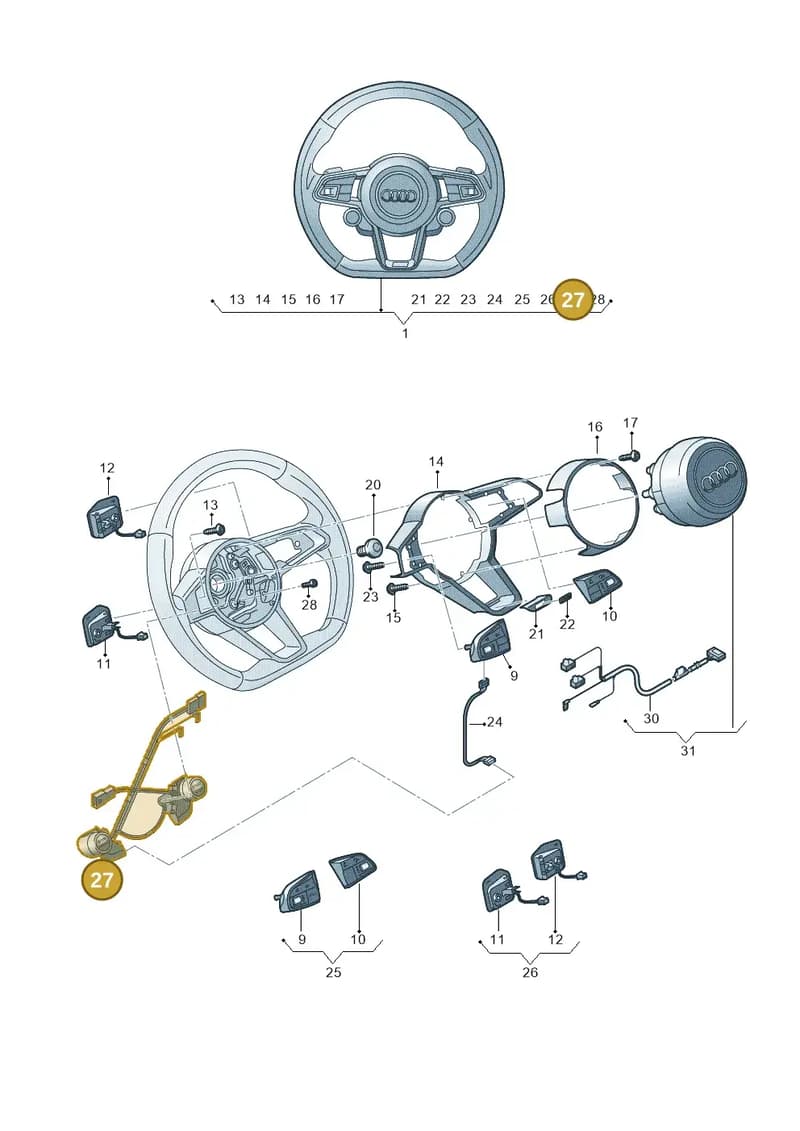 4S0951523D — Audi R8 Spyder (2015-2024) diagram 872419000, position 27