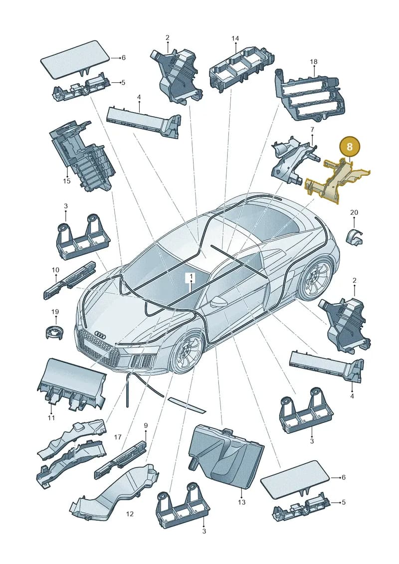 4S0971342N — Audi R8 Spyder (2015-2024) diagram 872971800, position 8