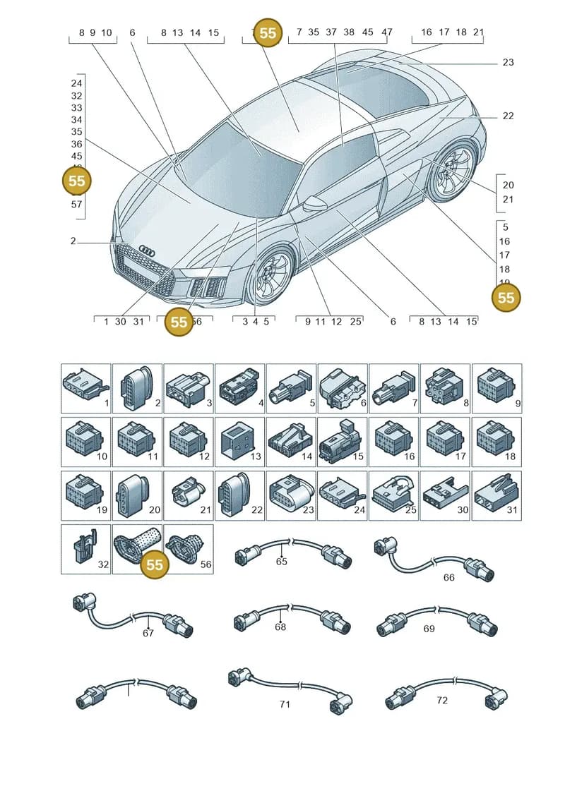 4S0971871G — Audi R8 Spyder (2015-2024) diagram 872971790, position 55
