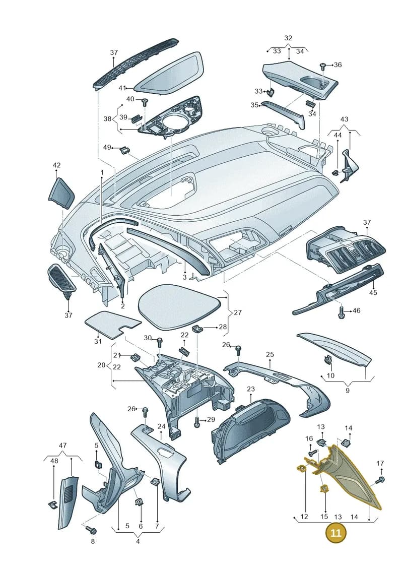 4S1858970D38M — Audi R8 Spyder (2015-2024) diagram 872857150, position 11