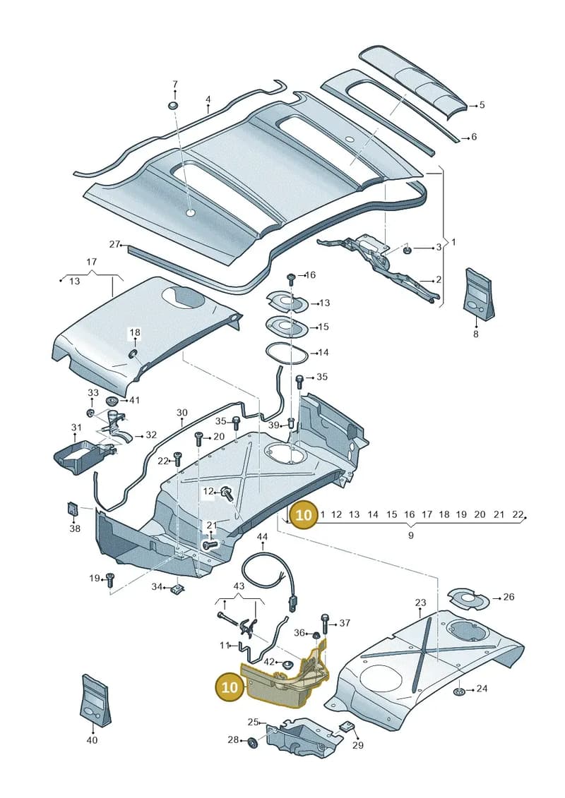 4S7825003D — Audi R8 Spyder (2015-2024) diagram 872825700, position 10