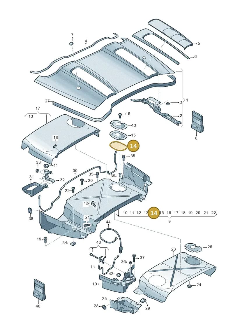 4S7825134B — Audi R8 Spyder (2015-2024) diagram 872825700, position 14