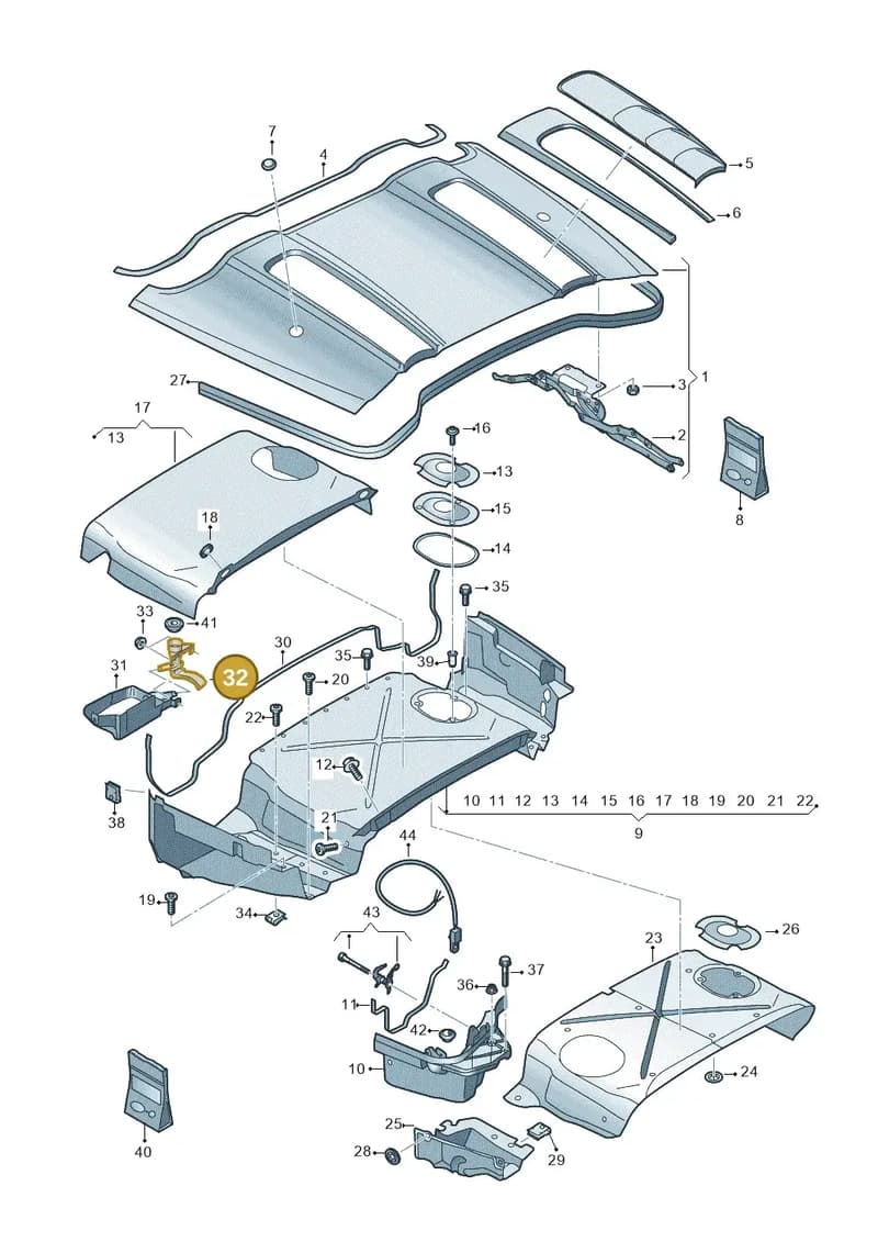 4S7825597A — Audi R8 Spyder (2015-2024) diagram 872825700, position 32