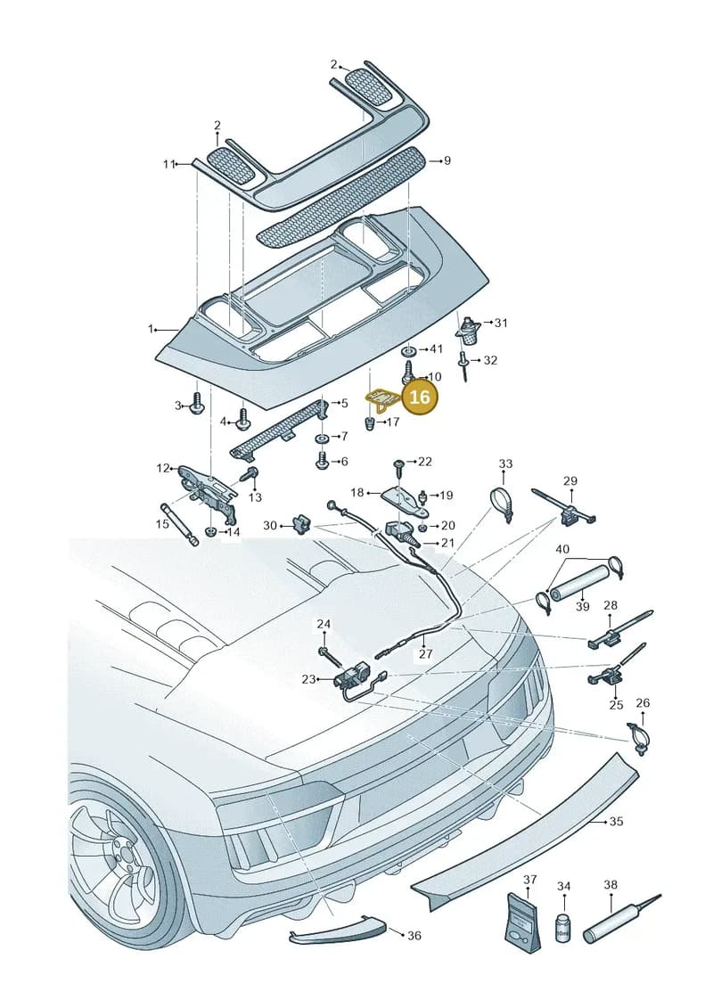 4S7827507A — Audi R8 Spyder (2015-2024) diagram 872827100, position 16