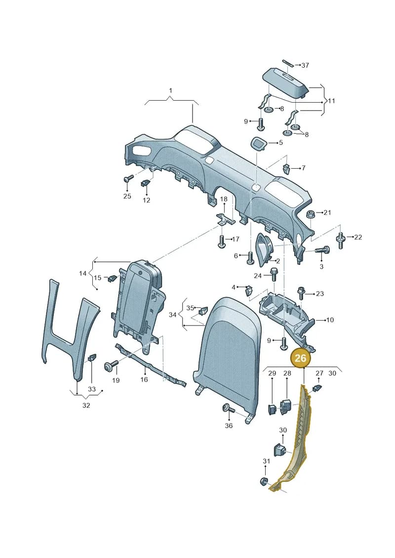 4S7867035D38M — Audi R8 Spyder (2015-2024) diagram 872867520, position 26