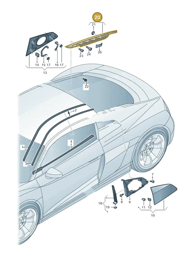 4S8853672CGRU — Audi R8 Spyder (2015-2024) diagram 872853000, position 20