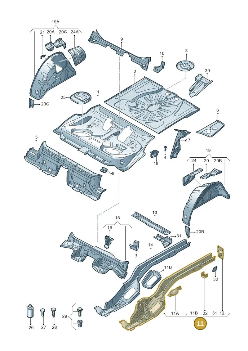 5Q0803501AP — Audi A3 Sportback (2016-2020) diagram 745803150, position 11