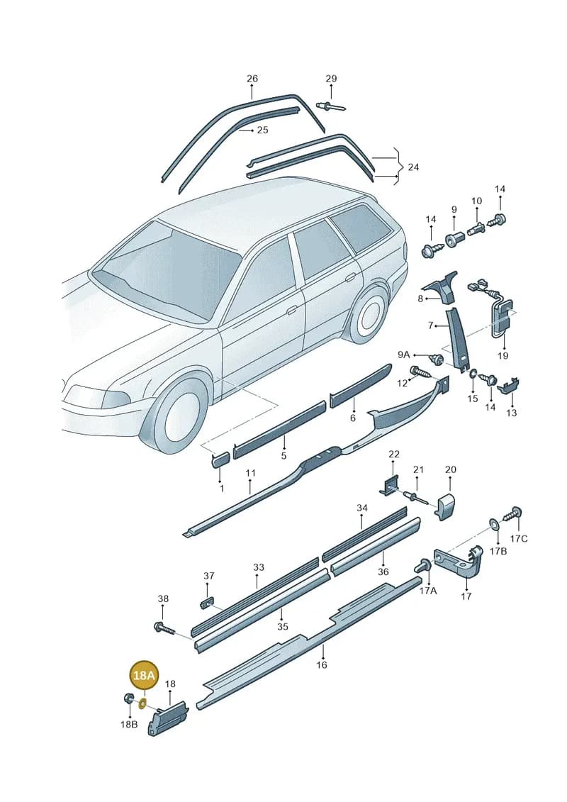 803955637 — Audi RS4 AV. QU. (2000-2001) diagram 233853100, position 18A