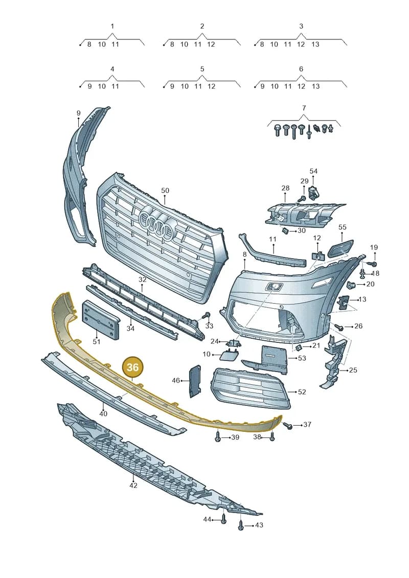 80A807061AGRU — Audi Q5 (2016-2025) diagram 896807100, position 36