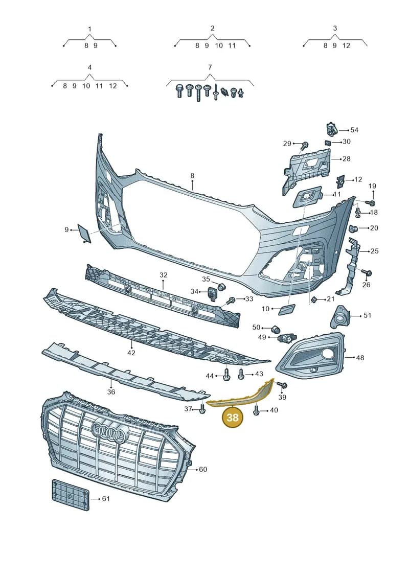 80A807062FGRU — Audi Q5 (2016-2025) diagram 896807015, position 38