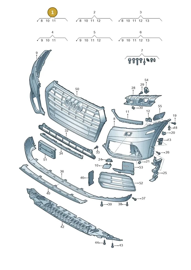 80A807107CGRU — Audi Q5 (2016-2025) diagram 896807100, position 1