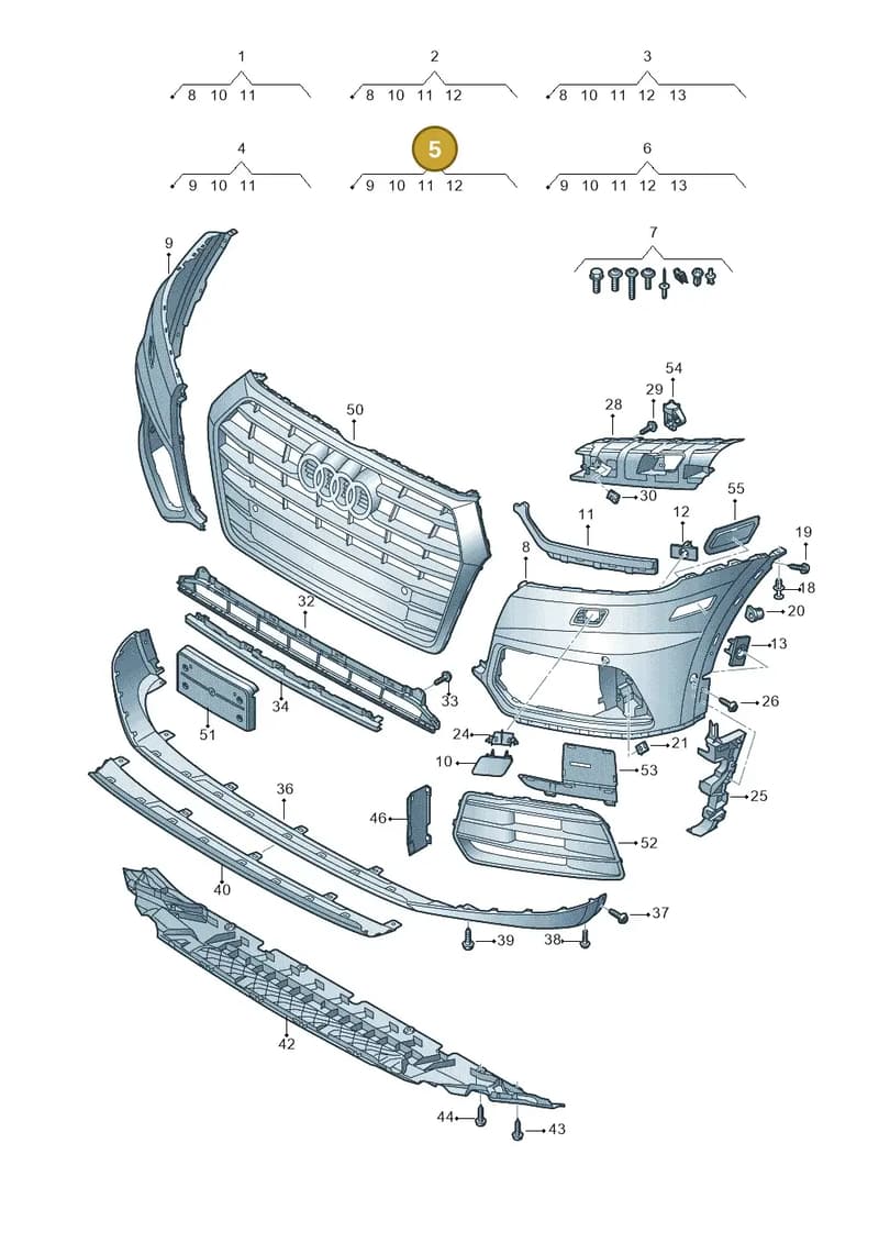 80A807108DGRU — Audi Q5 (2016-2025) diagram 896807100, position 5