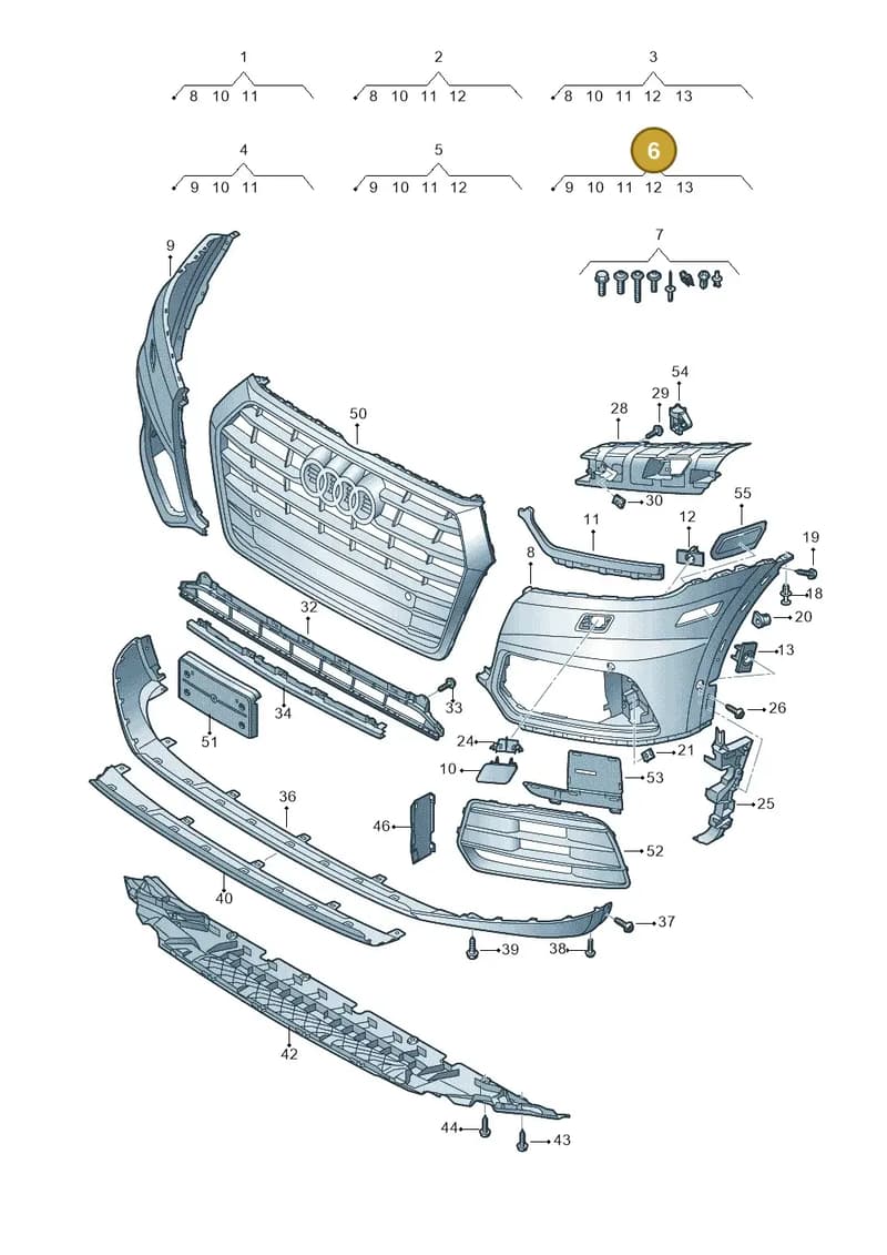 80A807108LGRU — Audi Q5 (2016-2025) diagram 896807100, position 6