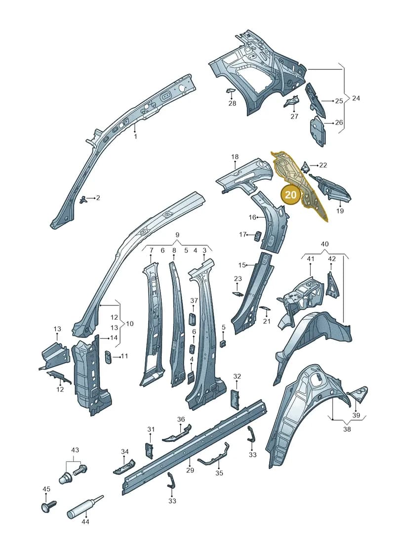 80A809028STL — Audi Q5 (2016-2025) diagram 896809000, position 20