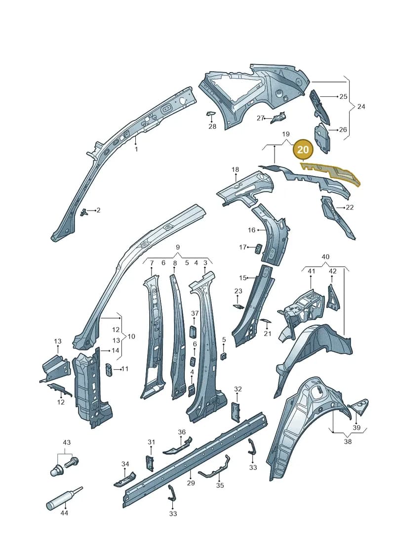 80A809308ASTL — Audi Q5 qu. 2.0 (2018-) diagram 896809010, position 20