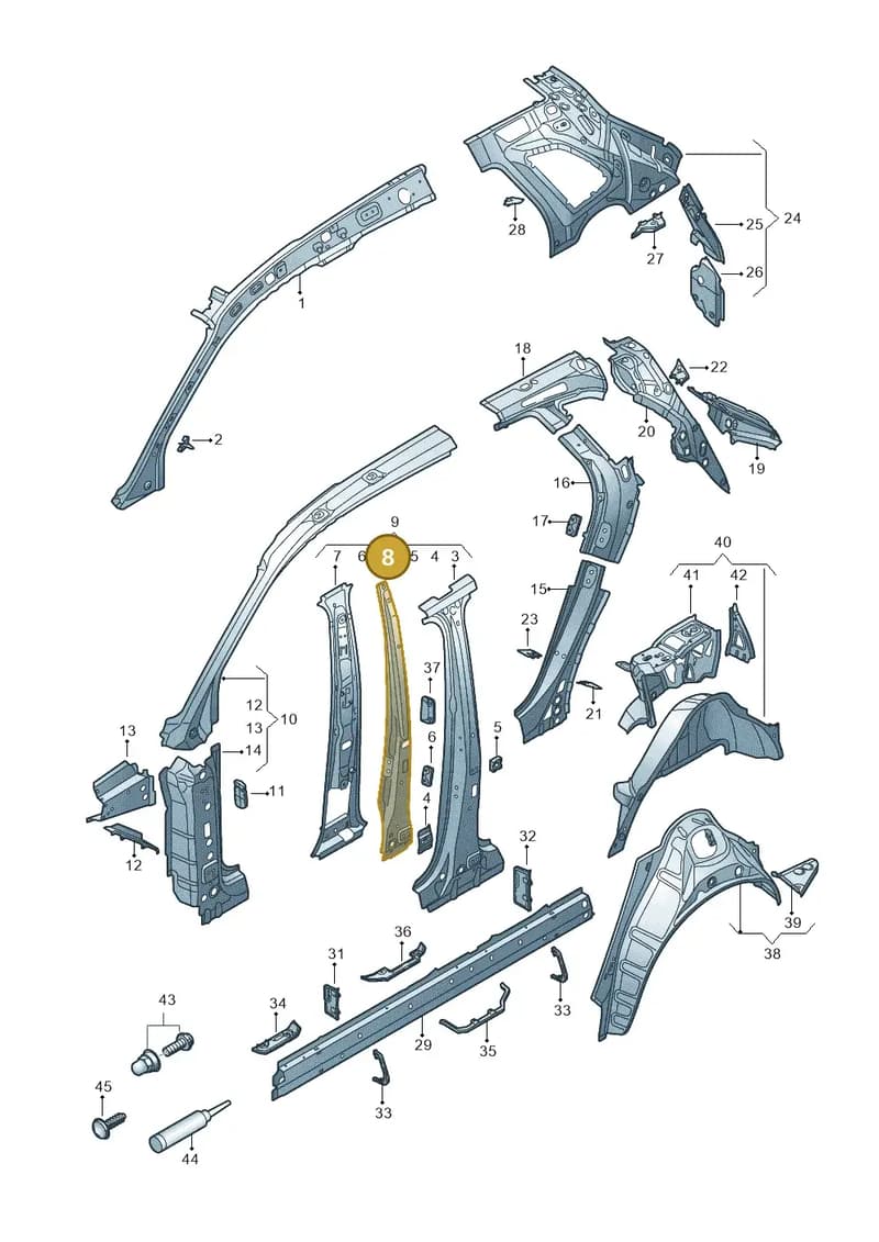 80A809610ASTL — Audi Q5 (2016-2025) diagram 896809000, position 8