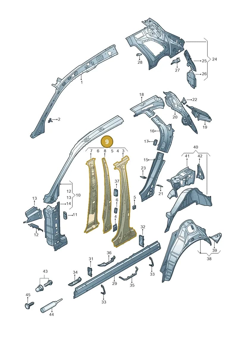 80A810073CSTL — Audi Q5 (2016-2025) diagram 896809000, position 9