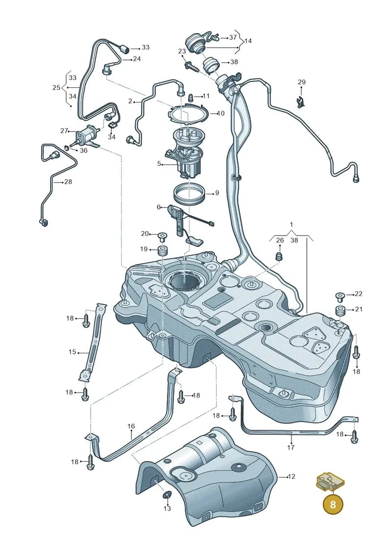80A906093D — Audi Q5 (2016-2025) diagram 896201200, position 8