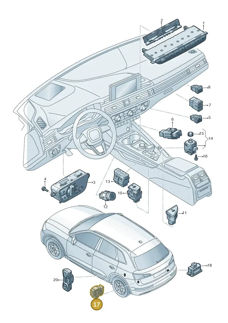 80A959511A5PR — Audi Q5 (2016-2025) diagram 896941500, position 17