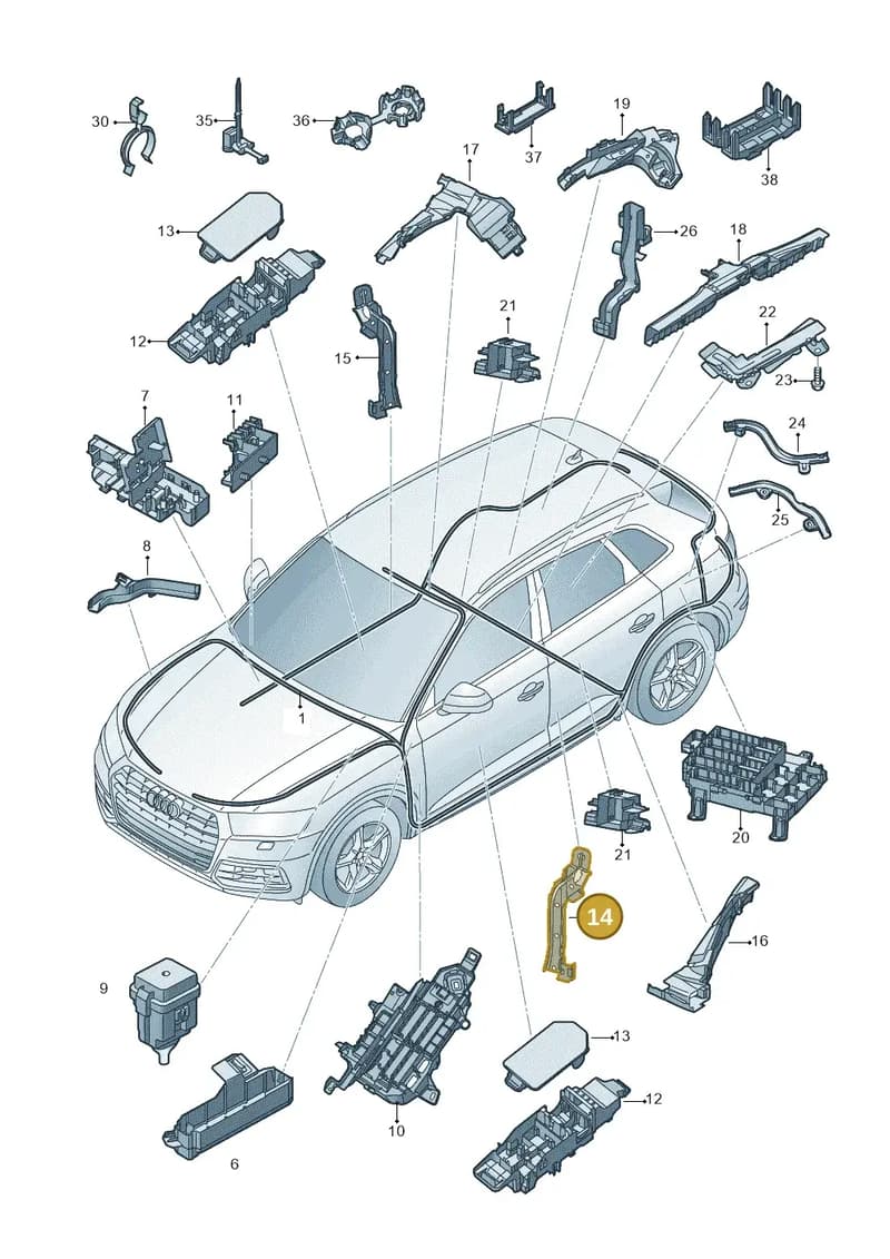 80A971821A — Audi Q5 (2016-2025) diagram 896971080, position 14