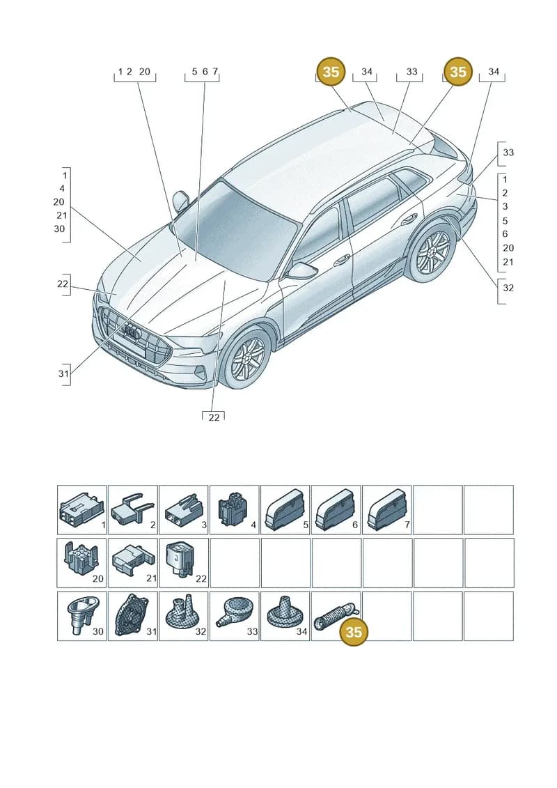 80A971840B — Audi Q8 e-tron (2018-2025) diagram 586971810, position 35