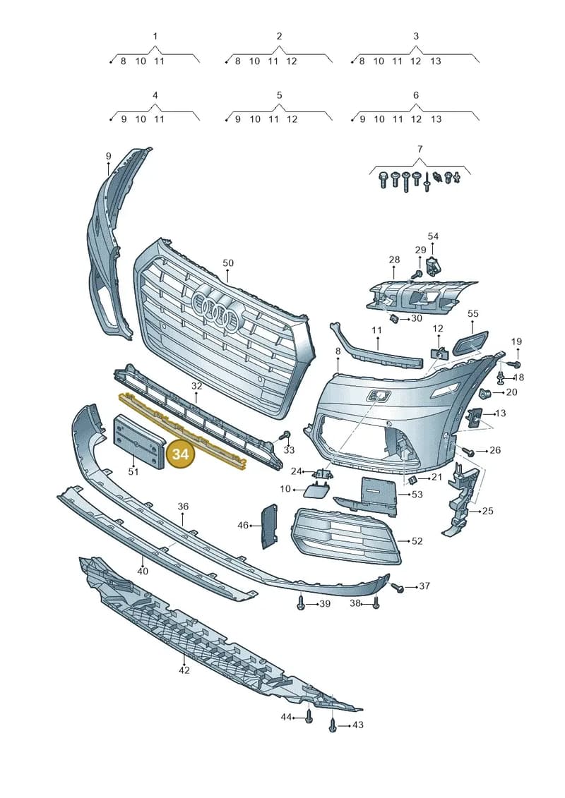 80F807320 — Audi Q5 (2016-2025) diagram 896807100, position 34