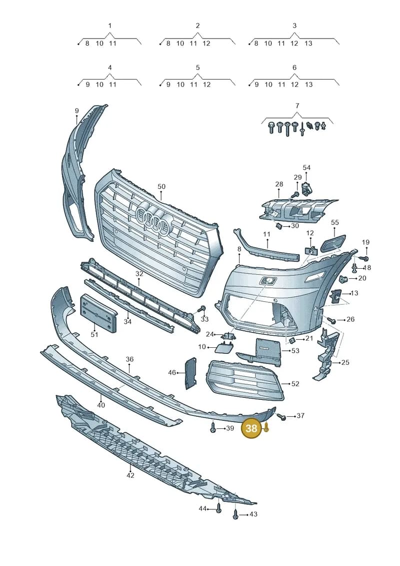 80F807442BY9B — Audi Q5 (2016-2025) diagram 896807100, position 38
