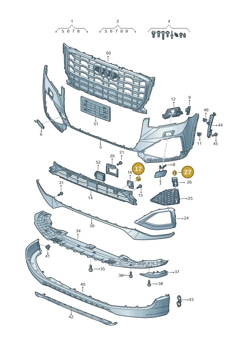 81A807007 — Audi Q2 (2016-2025) diagram 803807025, position 17+27