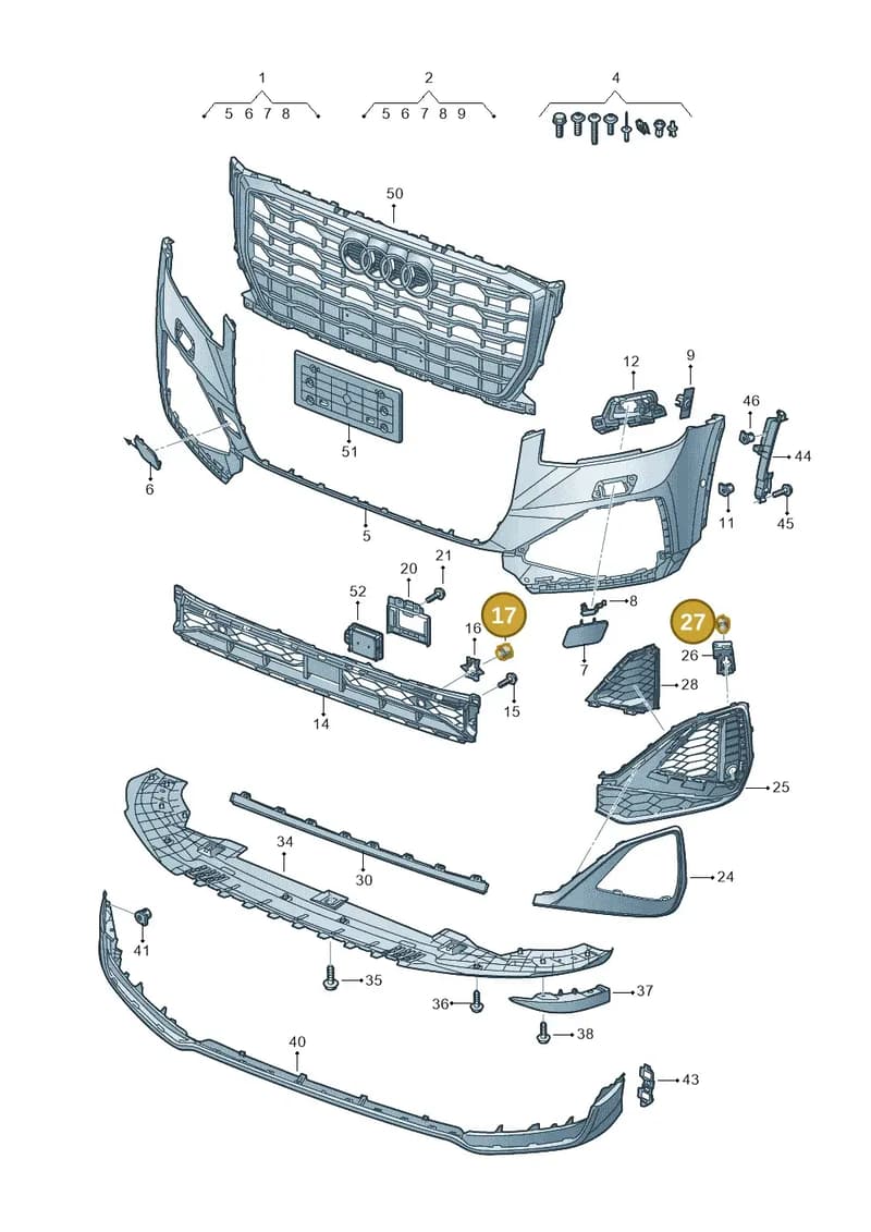 81A807007 — Audi Q2 (2016-2025) diagram 803807032, position 17+27