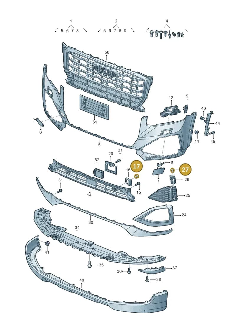81A807007 — Audi Q2 (2016-2025) diagram 803807015, position 17+27
