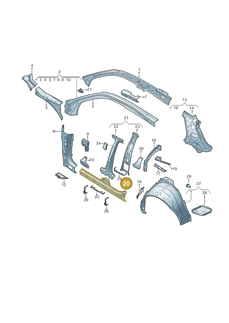 81A809377B — Audi Q2 (2016-2025) diagram 803809000, position 20