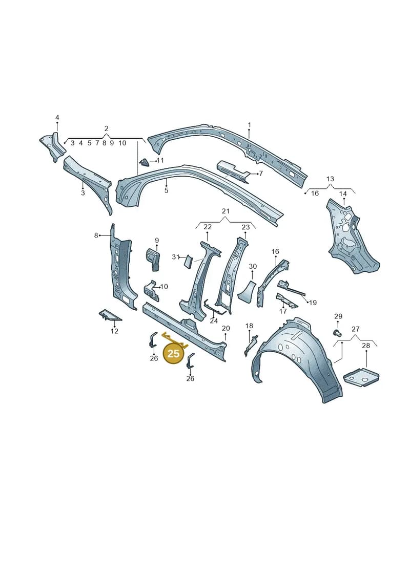 81A809493 — Audi Q2 (2016-2025) diagram 803809000, position 25