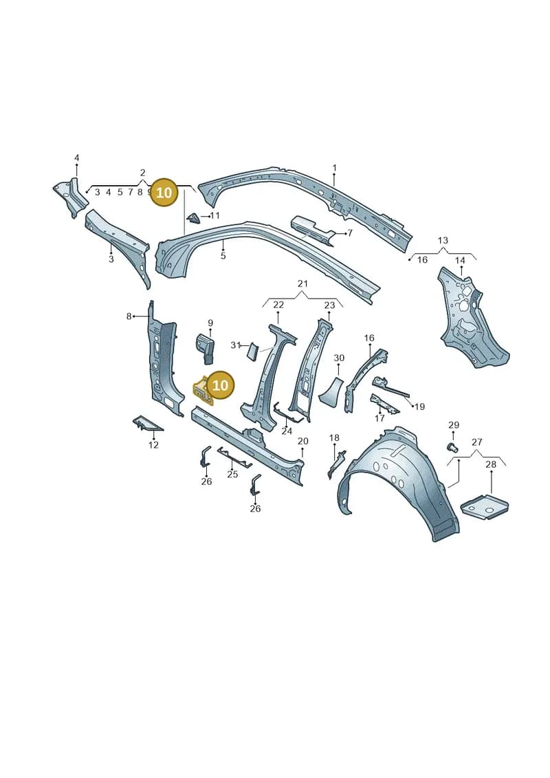 81A809622 — Audi Q2 (2016-2025) diagram 803809000, position 10