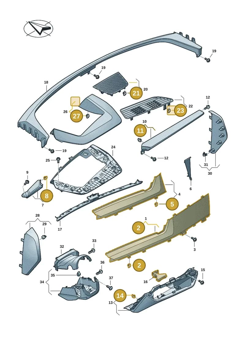 81A867947 — Audi Q6 e-tron (2023-2025) diagram f5s857150, position 2+5+8+11+14+21+23+27
