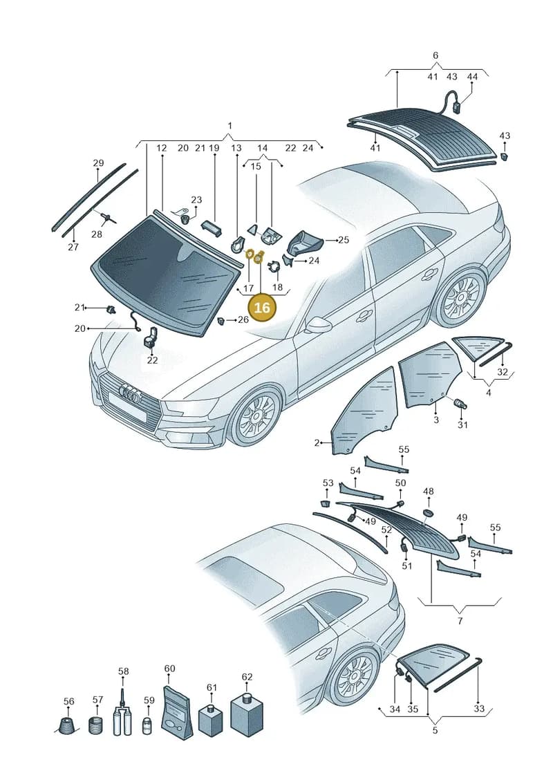 81A955547B — Audi A4 (2015-2025) diagram 849845000, position 16