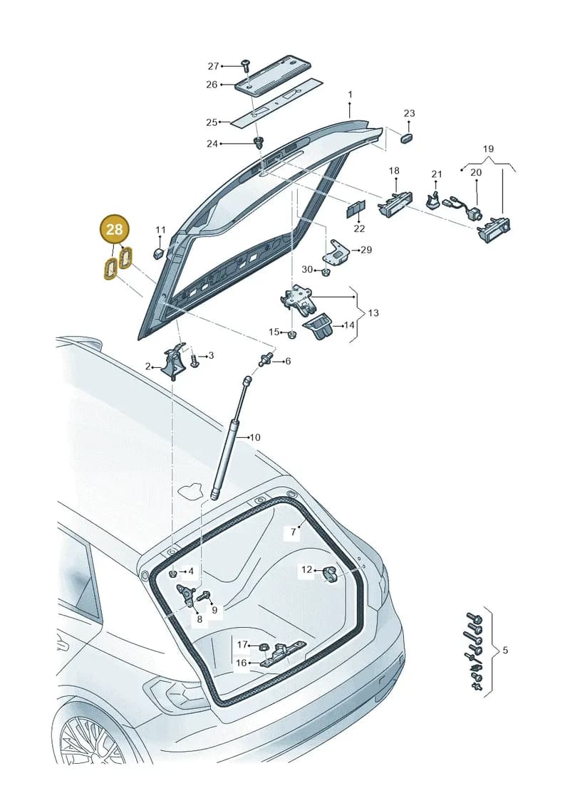 82A803583 — Audi A1 Sportback (2018-2025) diagram 592827000, position 28