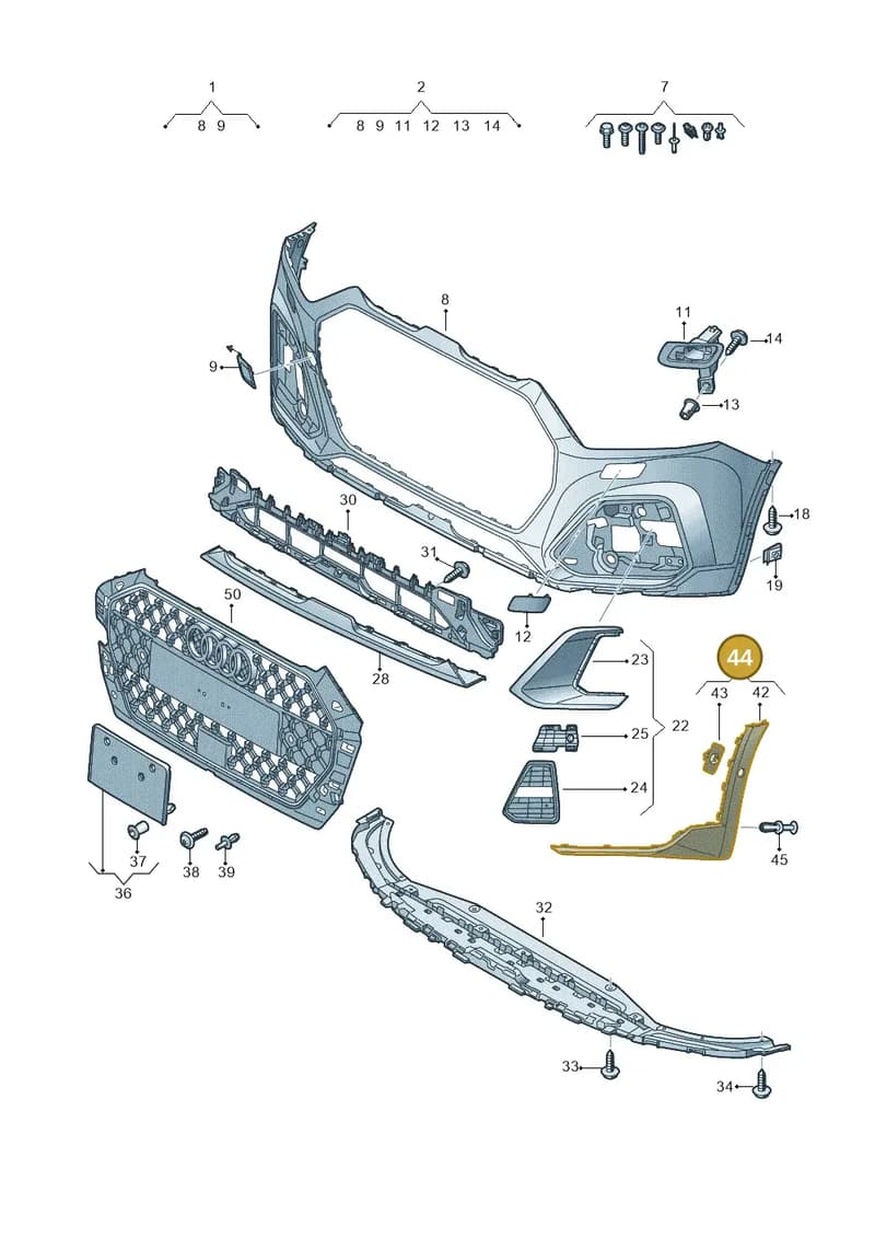 82A807544X7L — Audi A1 Sportback (2018-2025) diagram 592807300, position 44