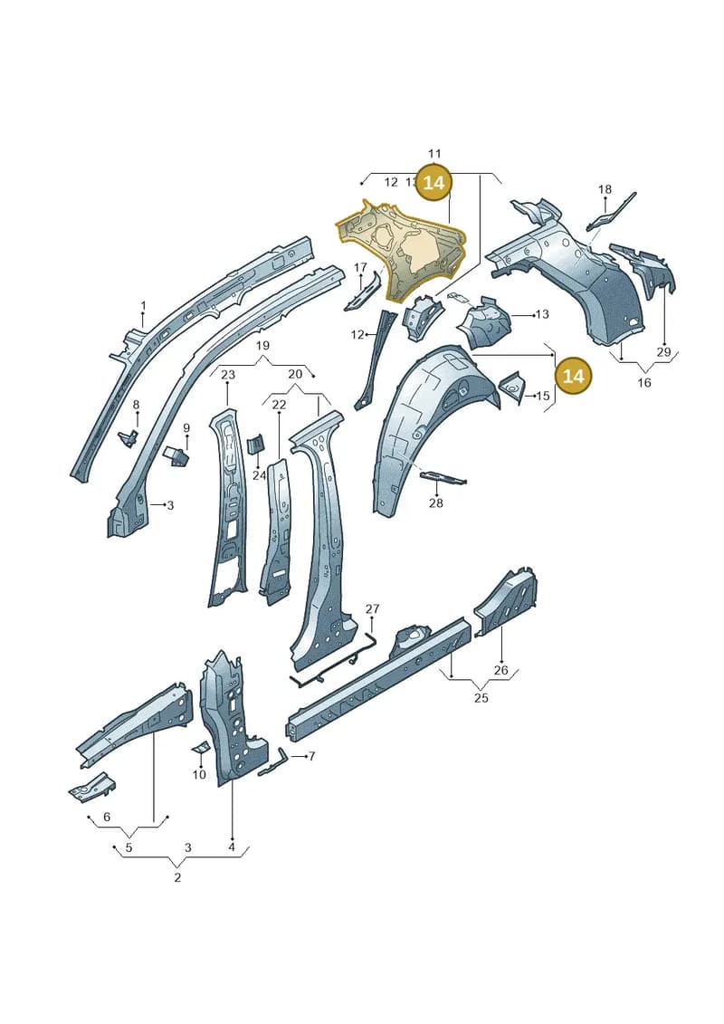 82A809412 — Audi A1 Sportback (2018-2025) diagram 592809000, position 14