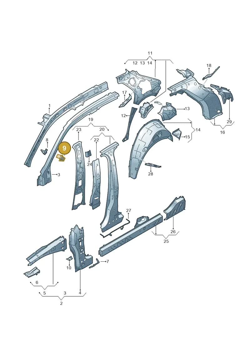82A809801C — Audi A1 Sportback (2018-2025) diagram 592809000, position 9