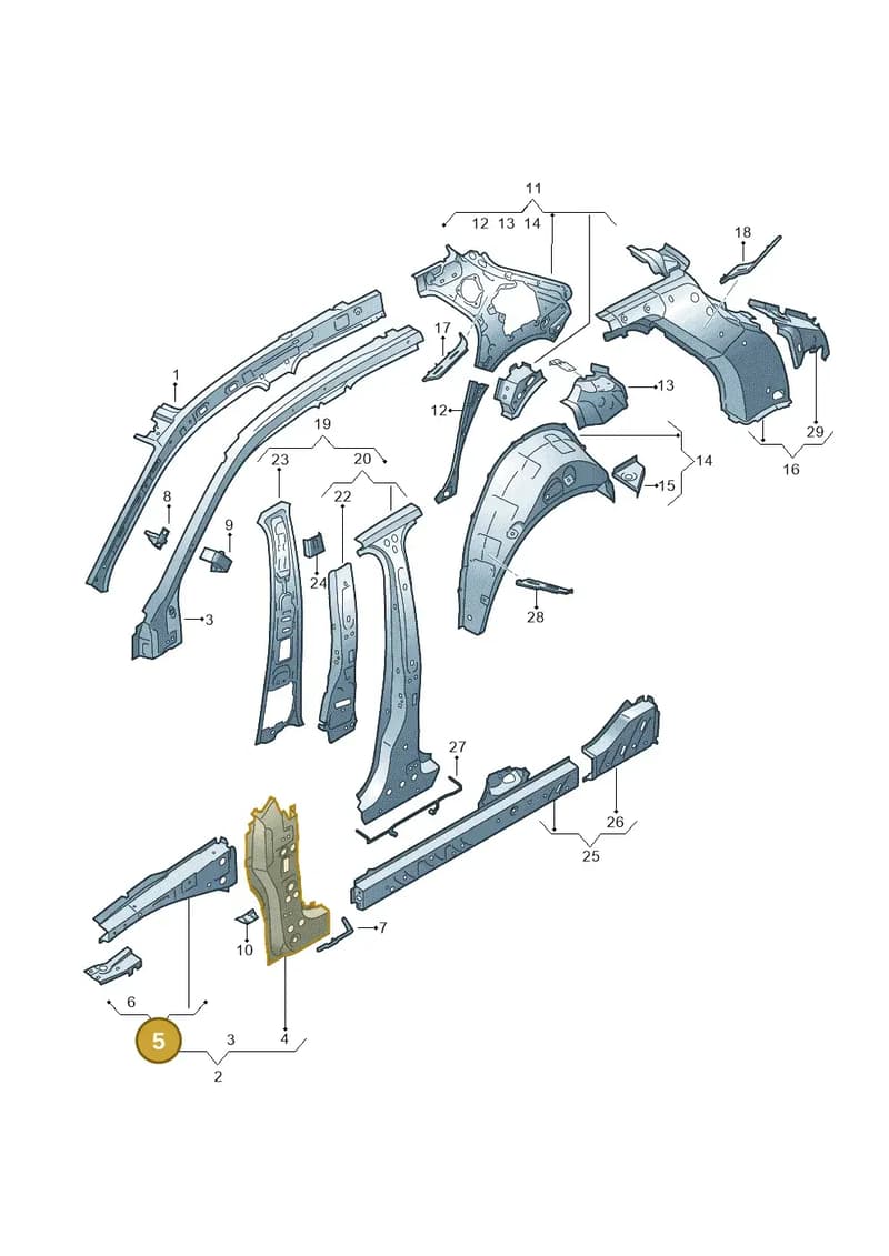 82A810136B — Audi A1 Sportback (2018-2025) diagram 592809000, position 5